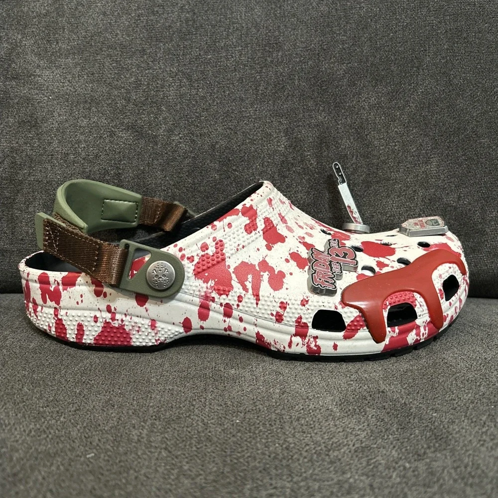 Crocs Friday The 13th Classic Clog Men 9 White Red Blood Jason Killer 212073-90H